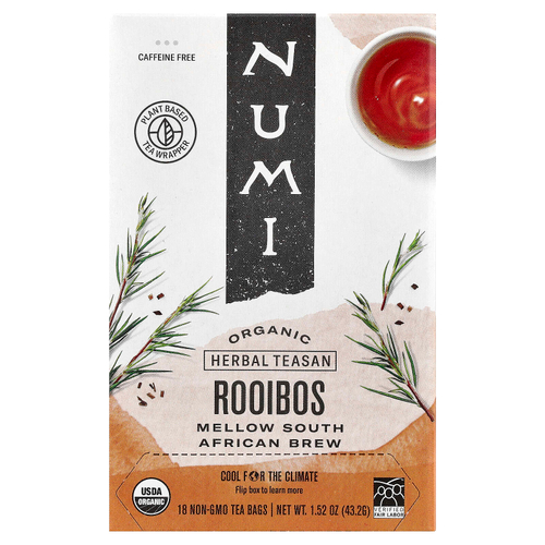 Numi Tea, Organic Herbal Teasan, ройбуш, без кофеина, 18 чайных пакетиков без ГМО, 43,2 г (1,52 унции)