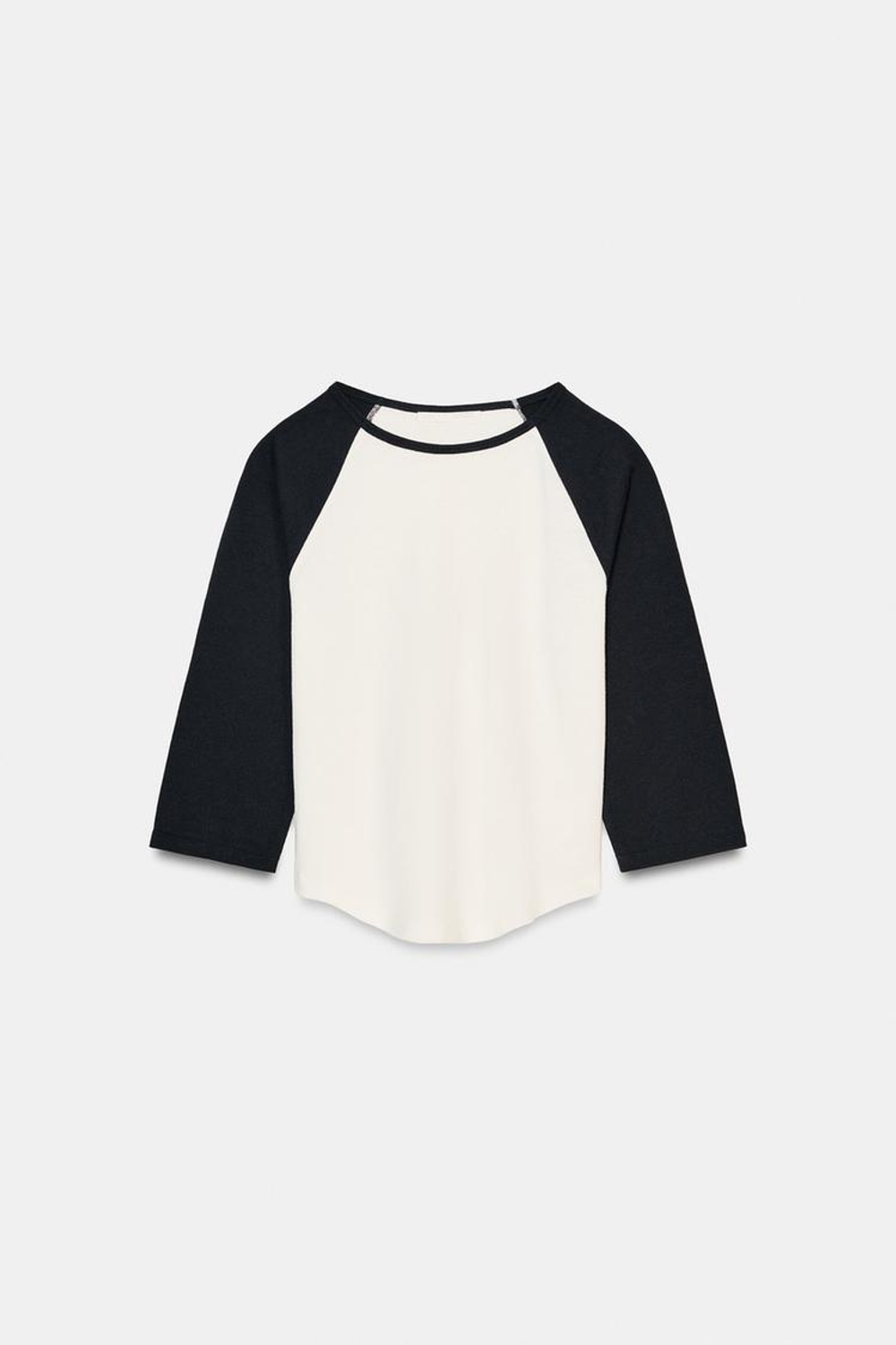 ZARA КОМБИНИРОВАННАЯ ФУТБОЛКА ИЗ ПЛОТНОГО ХЛОПКА, БЕЛЫЙ/ЧЕРНЫЙ