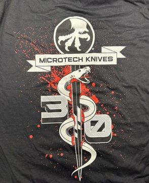 Футболка мужская, черная юбилейная 30лет,перед-лого Microtech,спина-змея с лого, размер L
