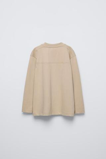 ZARA ФУТБОЛКА С НАШИВКОЙ, РЫЖЕВАТО-КОРИЧНЕВЫЙ