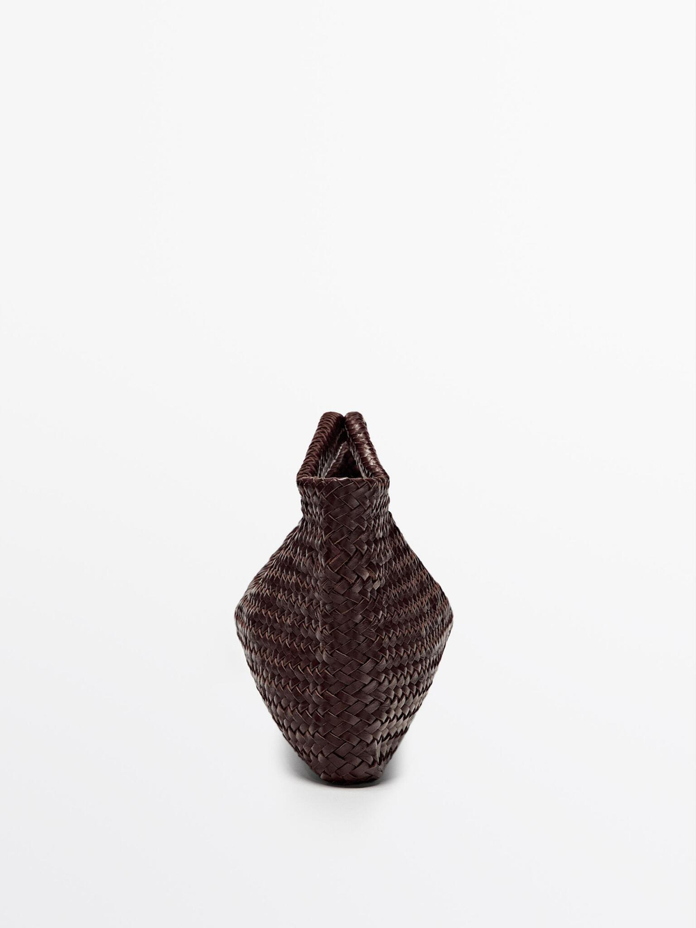 Massimo Dutti Плетеная сумка из кожи наппа среднего размера, пестро-коричневый