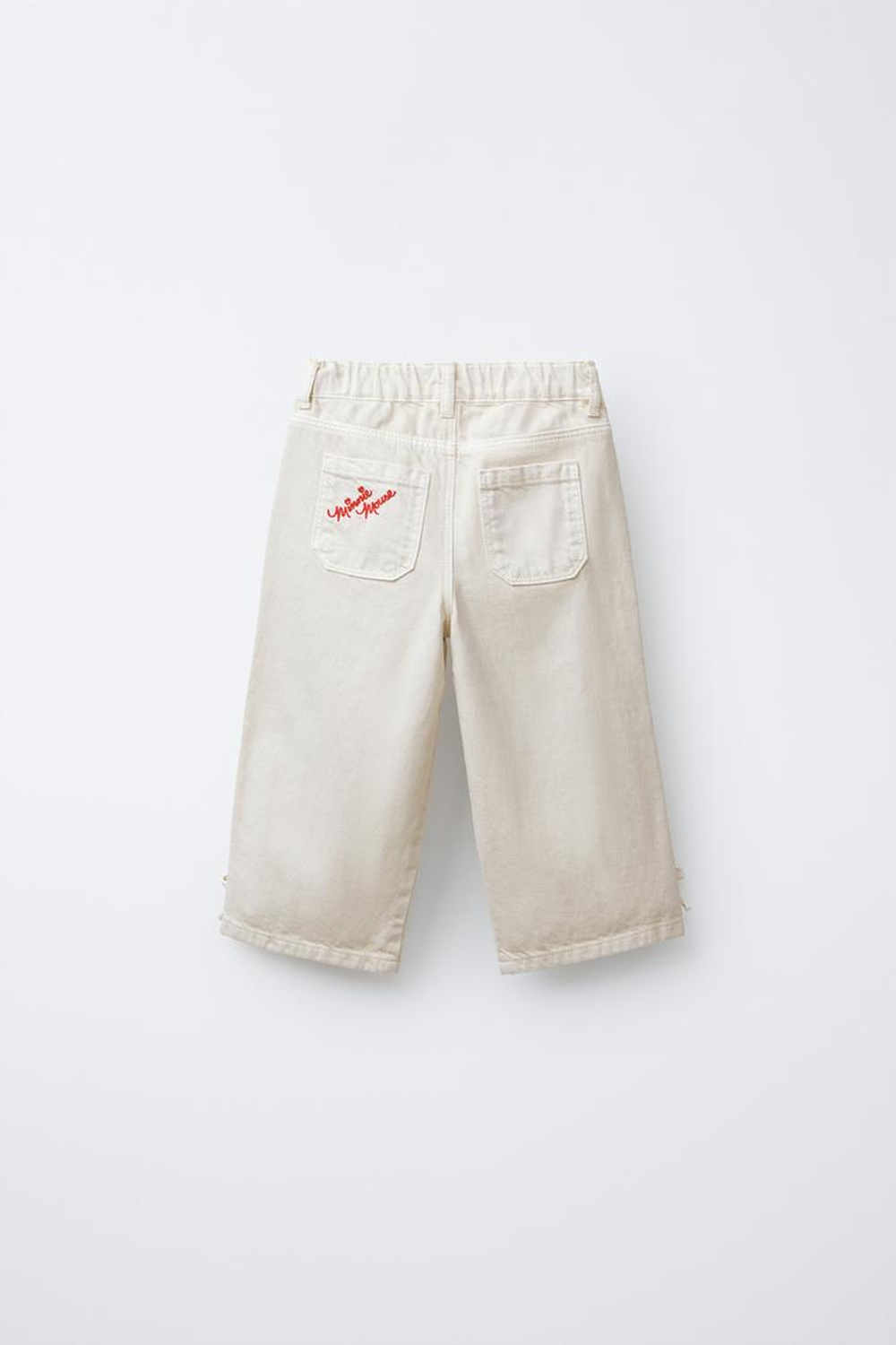 ZARA БРЮКИ-КЮЛОТЫ ИЗ САРЖИ С ВЫШИВКОЙ «МИННИ МАУС» © DISNEY, ЭКРЮ