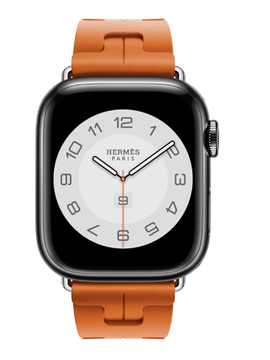 Apple Watch Hermès 41mm Space Black Stainless Steel Case with Orange Kilim Single Tour