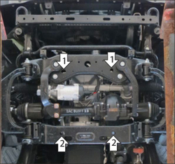 Защита двигателя, переднего дифференциала. 2 мм, Сталь. для Changan Hunter Plus 2023-н.в., Motodor.77214