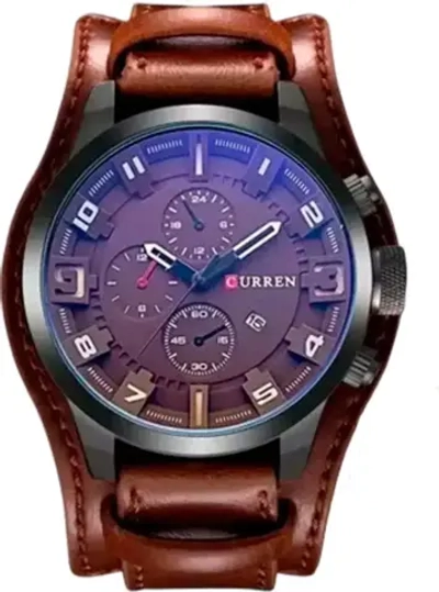 Часы наручные кварцевые CURREN на кожаном ремешке, оттенки коричневого W8420-01