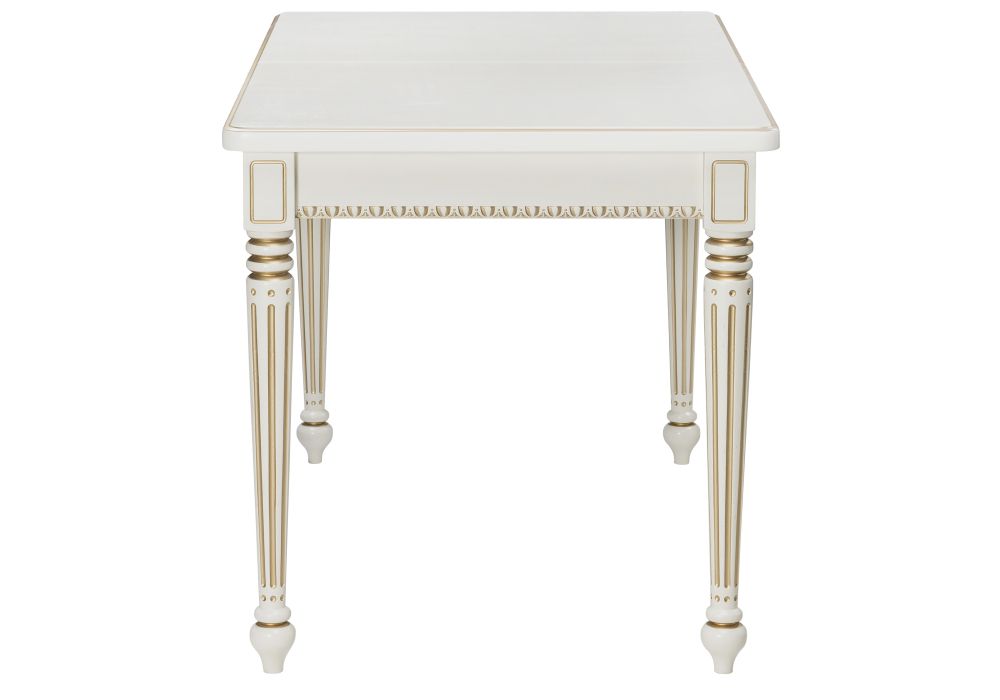 Деревянный стол Леджер 130(170)х75х77 слоновая кость / патина золото