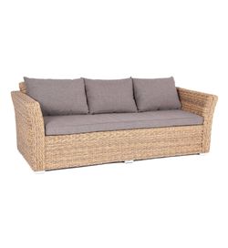 "Капучино" диван из искусственного ротанга (гиацинт) трехместный, цвет соломенный