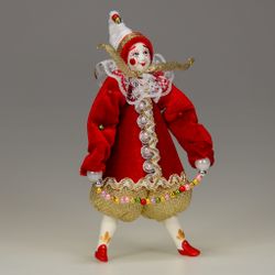 Ёлочная игрушка Клоун новогодний бархатный