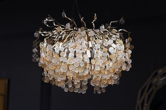 86-8016/600 Люстра "Монетки" стекло/металл шампань d60*h25см