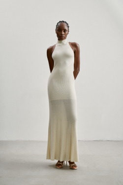 Платье ESSENTIAL с открытой спиной, молочный