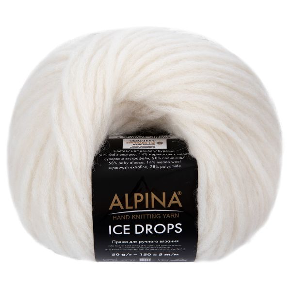 Пряжа Alpina Ice Drops / уп.10 мот. по 50г, 150 м, 01 молочный