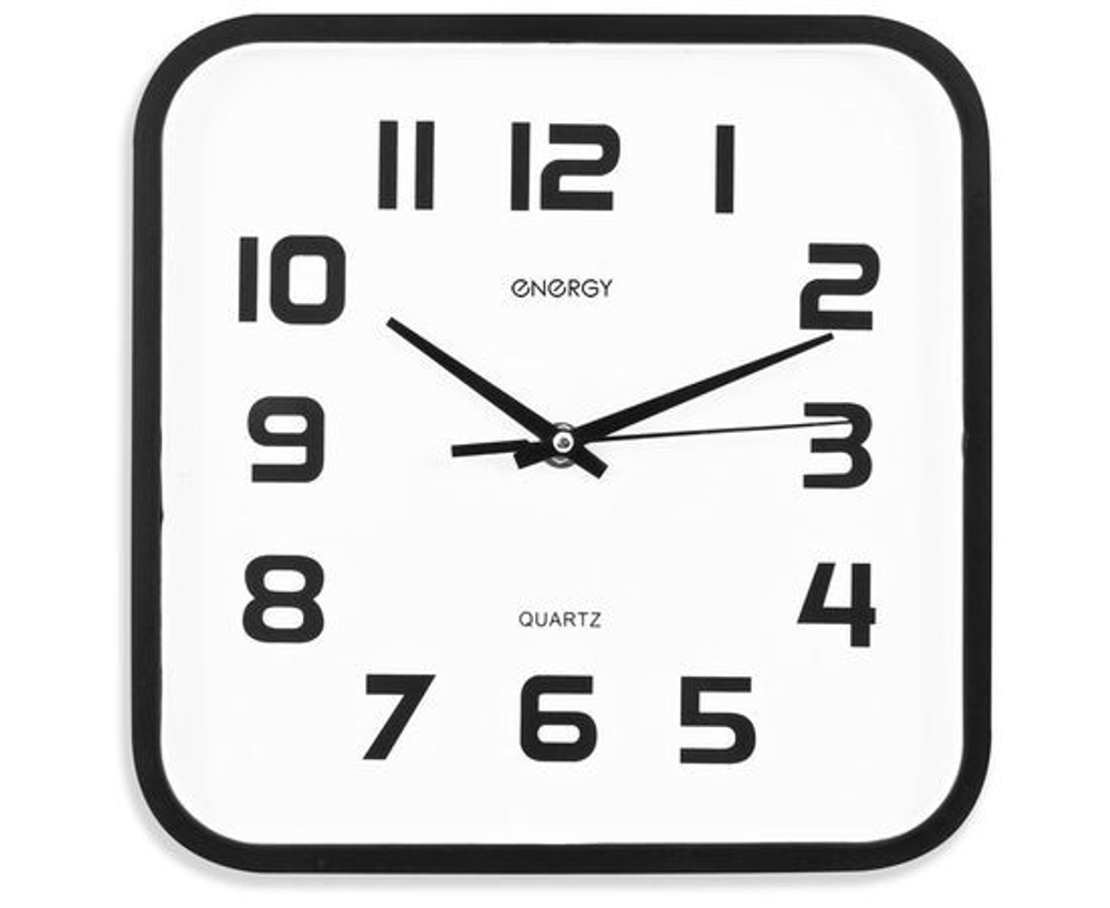 Часы настенные Energy EC-08 25,4*3,9см (квадратные) плавный ход, пластик, АА*1шт нет в компл