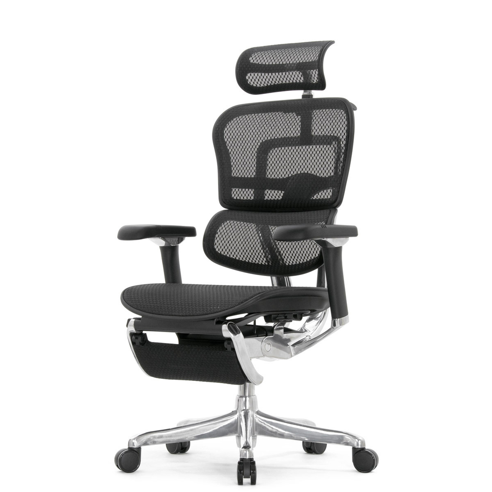 Кресло FALTO Ergohuman Luxury 2 с подножкой ( чёрный каркас /сетка чёрный T-168-B1 Black )