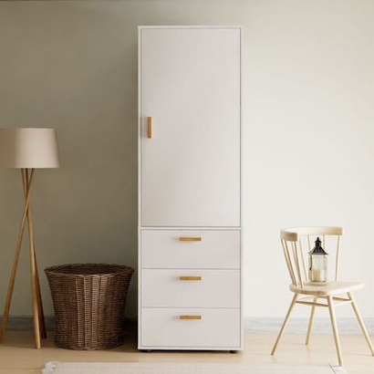 Dipriz Шкаф для одежды Моби, 1 дверь 3 ящика, 60х58х187 см, с ручками из массива дуба