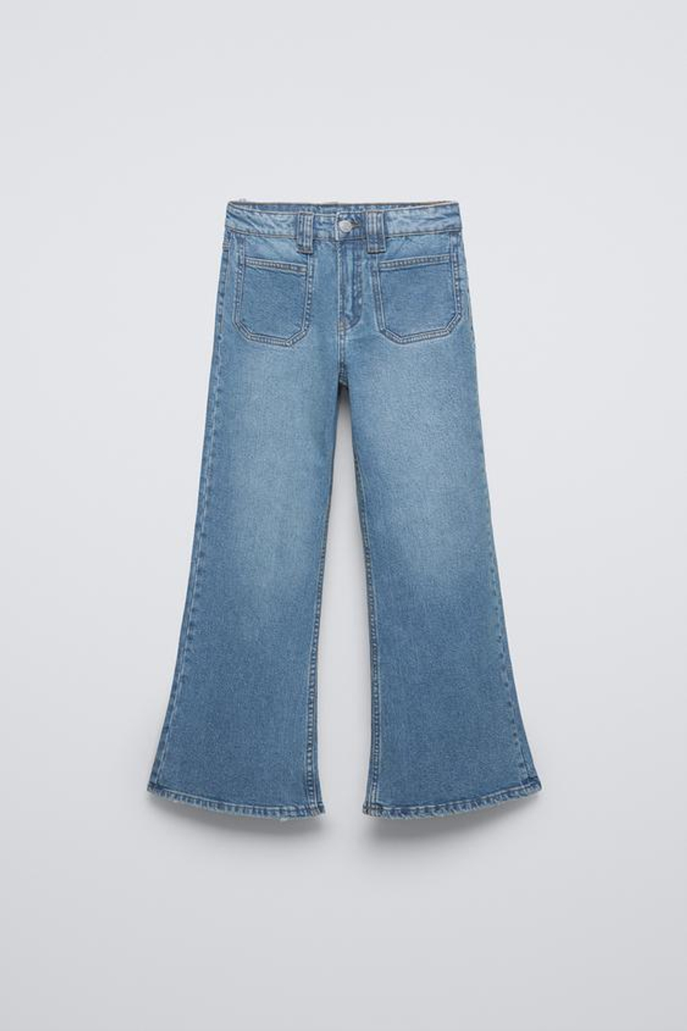 ZARA РАСКЛЕШЕННЫЕ ДЖИНСЫ С КАРМАНАМИ, ИНДИГО