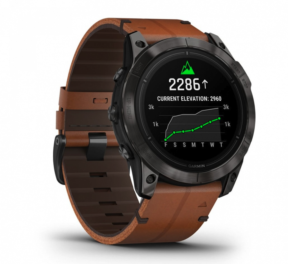 Смарт-часы Garmin Epix PRO (Gen 2) Sapphire Edition 51 мм, титановый угольно-серый, DLC, коричневый кожаный ремешок (010-02804-30)