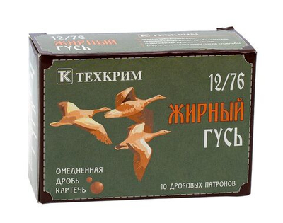 Патрон 12/76 Техкрим №00 Жирный Гусь Техкрим, коробка 10 шт.