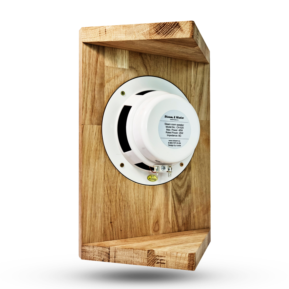 Влагостойкий динамик с декоративной дубовой сеткой SW 525 Wood - Corner, для бани и сауны
