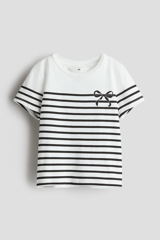 H&M Футболка с принтом, белый/черный