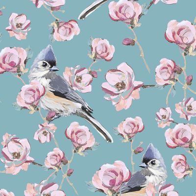 Красивые птицы и цветы