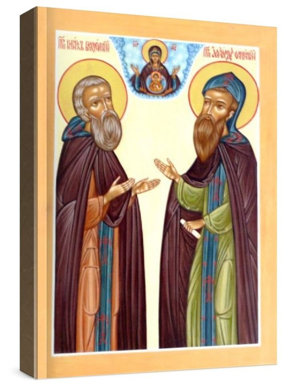 Александр Ошевенский и Кирилл Белозерский (рукописная икона)