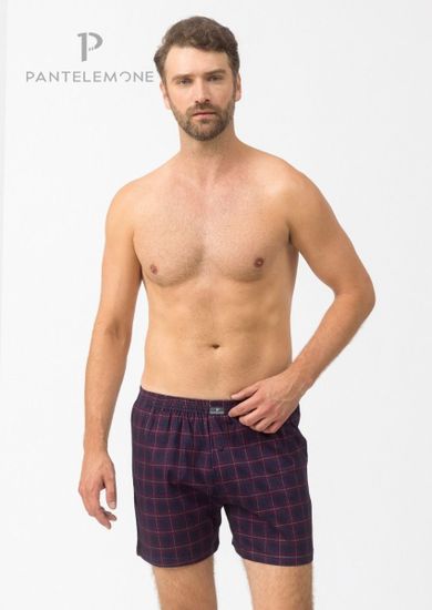 Трусы мужские семейные для больших мужчин Pantelemone PMBB-405, клетка синяя/бордовая