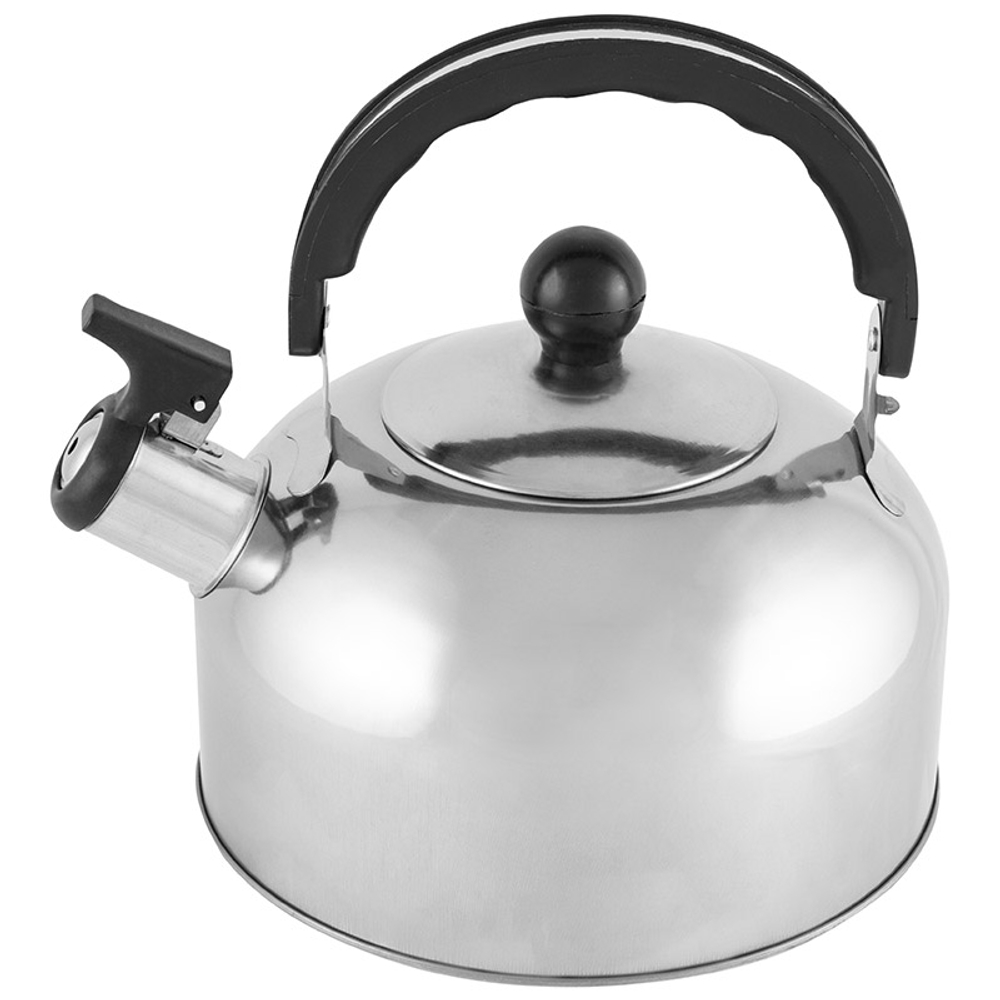 Чайник Casual, объем 2 л, из нерж стали со свистком, зеркальная полировка