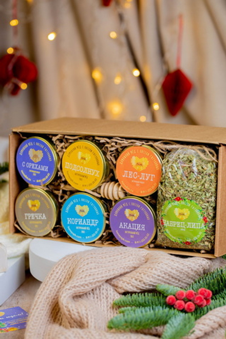 Набор №55 "6 видов мёда + чай + ложка"