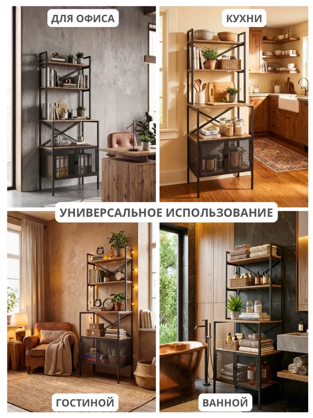 Стеллаж на кухню металлический с сетчатыми дверцами Brisel