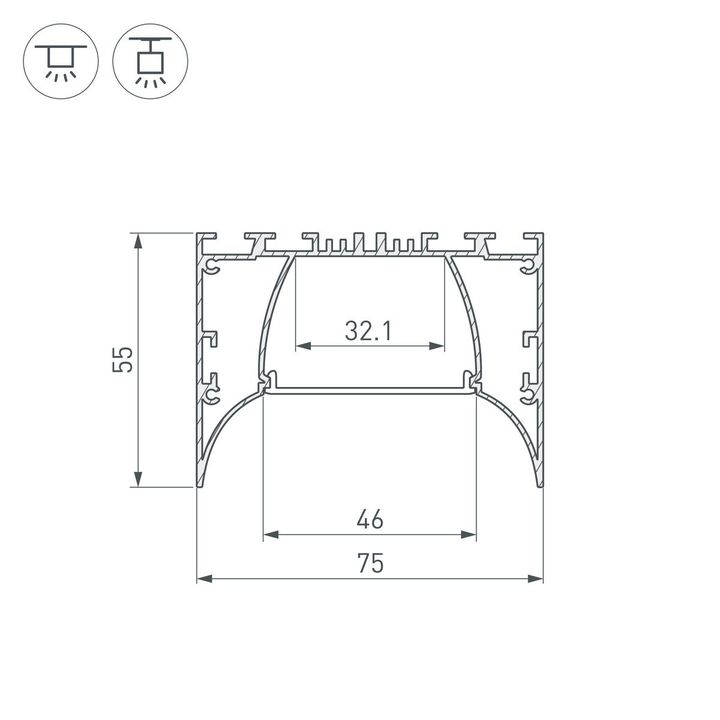 Профиль Arlight ARH-Power-7555-Comfort-2000 Anod 036355