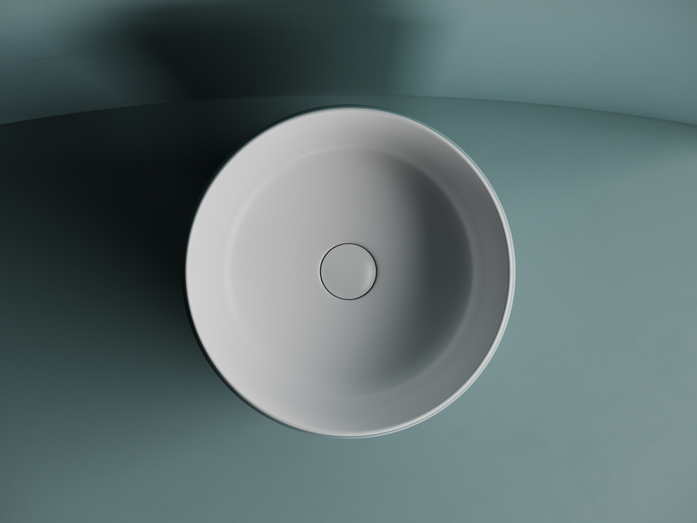 Раковина накладная круглая 356x356x135, цвет белый матовый