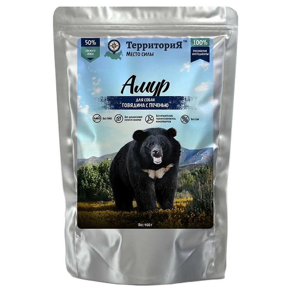 ТерриториЯ Амур для собак, Говядина с печенью, пауч 400г