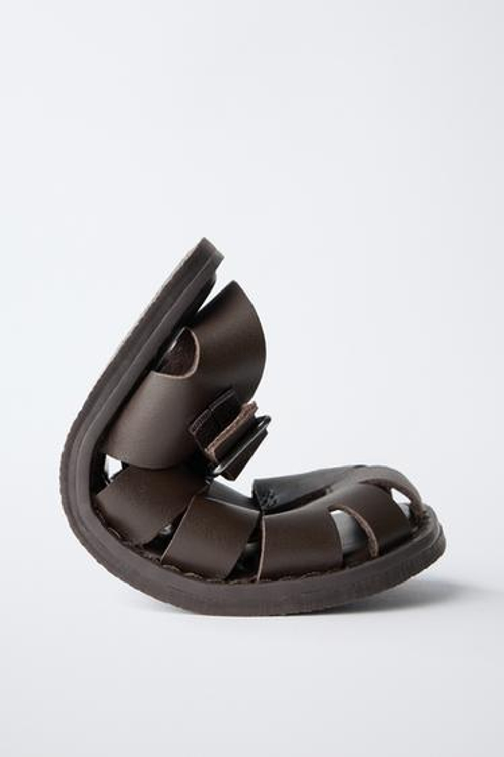 ZARA КОЖАНЫЕ САНДАЛИИ, КОРИЧНЕВЫЙ