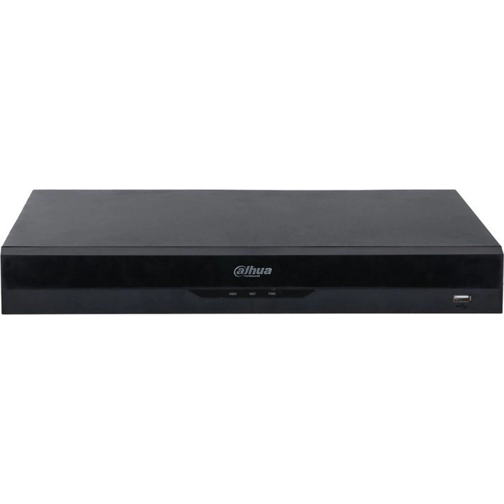 16-канальный IP-видеорегистратор Dahua c PoE до 448Мбит/с; 2 SATA III до 20Тбайт; 1 HDMI (8K), 1 VGA; 1 RJ45 1000Мбит/с, 8 RJ45 100Мбит/с (PoE/PoE+, до 130Вт, поддержка ePoE);трев
