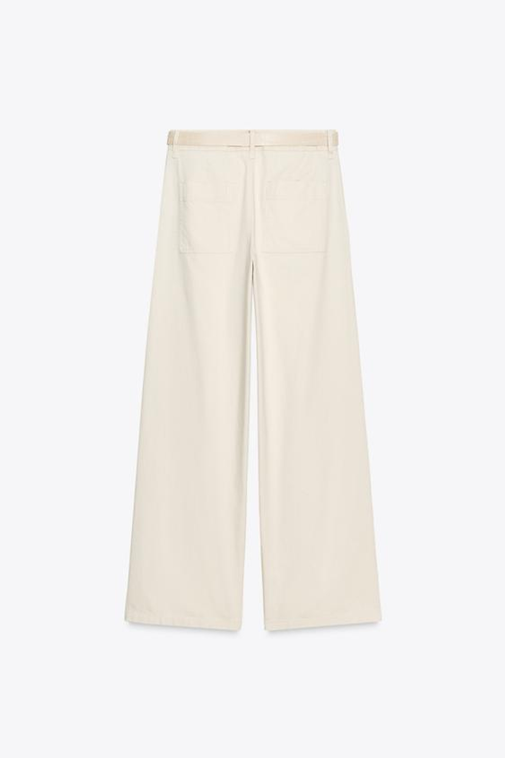 ZARA БРЮКИ С ШИРОКИМИ ШТАНИНАМИ И РЕМНЕМ, ЭКРЮ