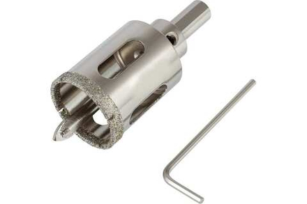 Алмазная коронка по стеклу и кафелю с центрирующим сверлом и имбусовым ключом d35