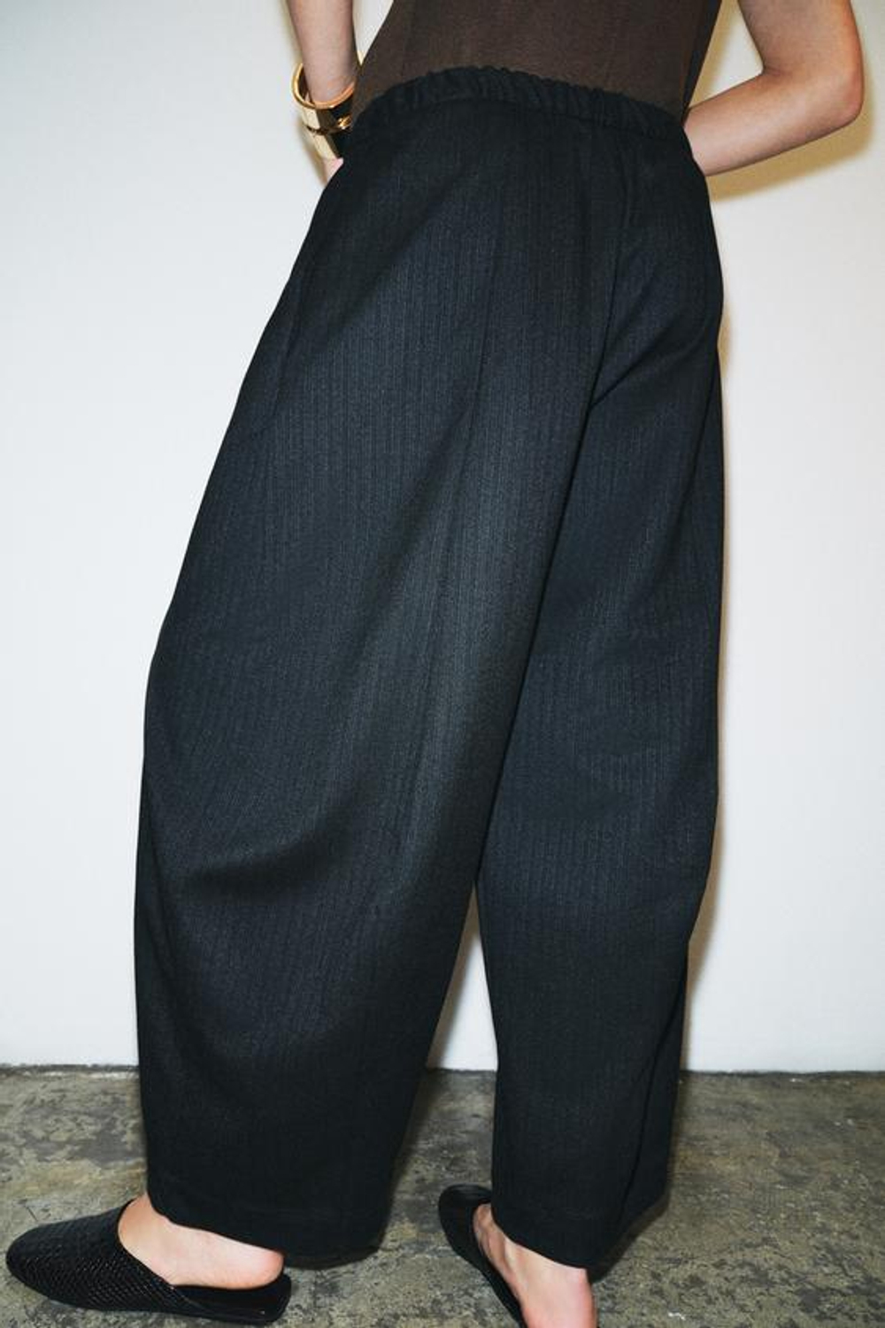 ZARA БРЮКИ WIDE LEG — ZW COLLECTION, ТЕМНО-СЕРЫЙ