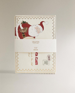 ZARA HOME НАБОР ДЕТСКИХ РОЖДЕСТВЕНСКИХ ОТКРЫТОК С ИЗОБРАЖЕНИЕМ ДЕДА МОРОЗА (набор из 4 штук), разноцветный