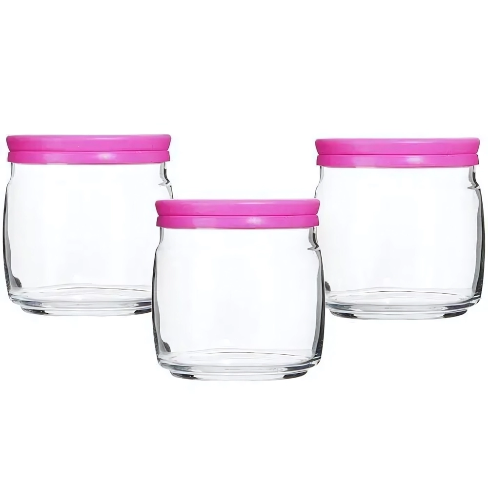 Банка CESNI 3 шт. 500 мл с розовой пласт.крышками