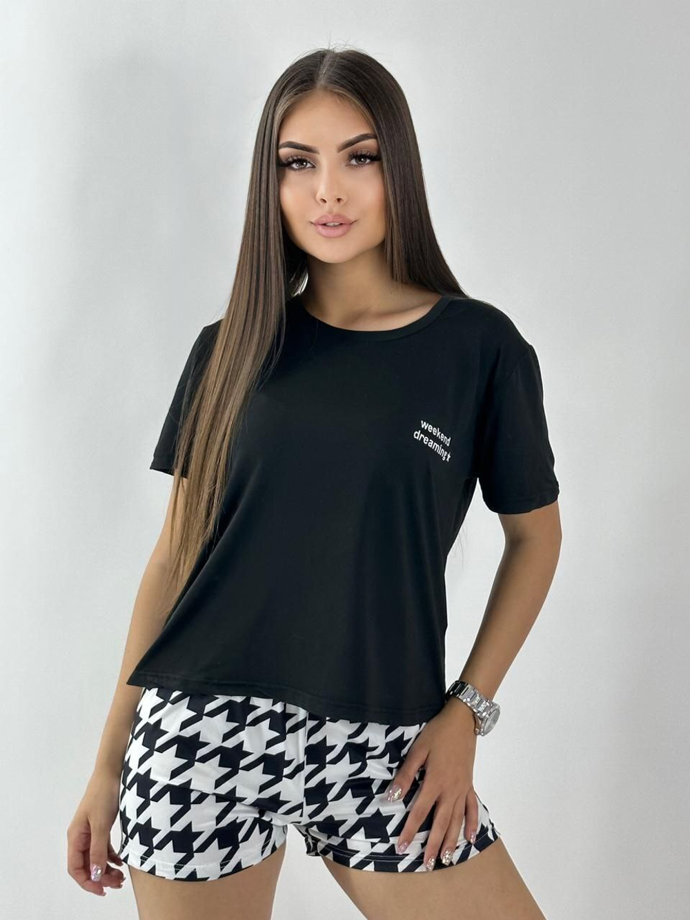 [m]П/ж шорты+футболка В0011