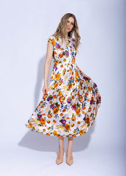 Женское цветочное платье миди без рукавов