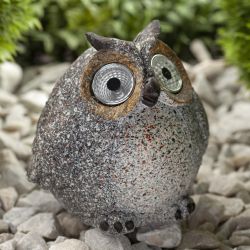 Светильник уличный ЭРА ERAFYS01-08 Сова серая на солнечной батарее полистоун 11,5 см | Садовые декоративные светильники
