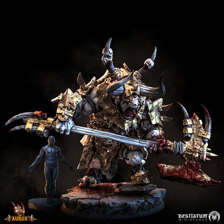 Миниатюра Вождь Скотобойни Slaughterhorn Chieftain 75мм