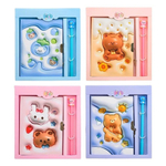 Блокнот детский Basir на замке, с ручкой, формат А6, серия "Мишки", мягкая обложка, 48 листов, размер 18*13 см