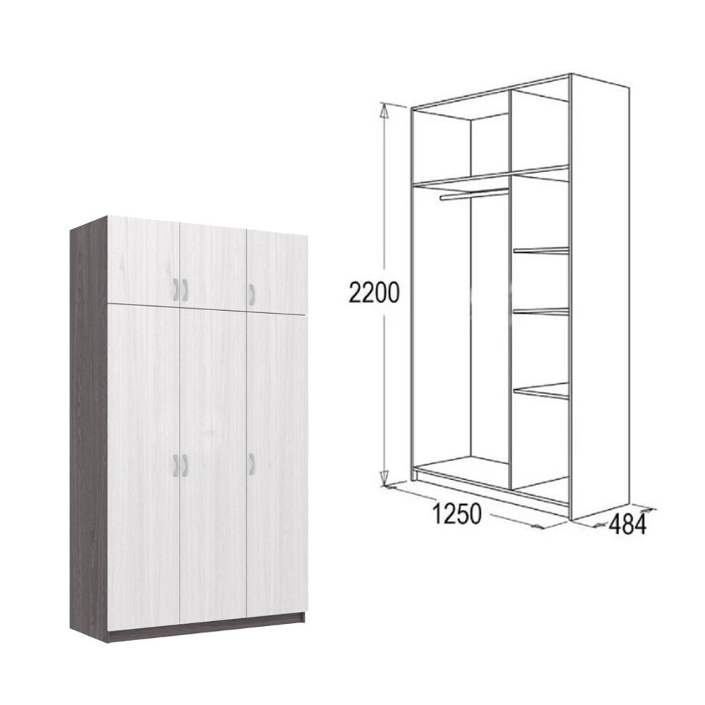 Шкаф 3-х ств с антресолью Флагман-2