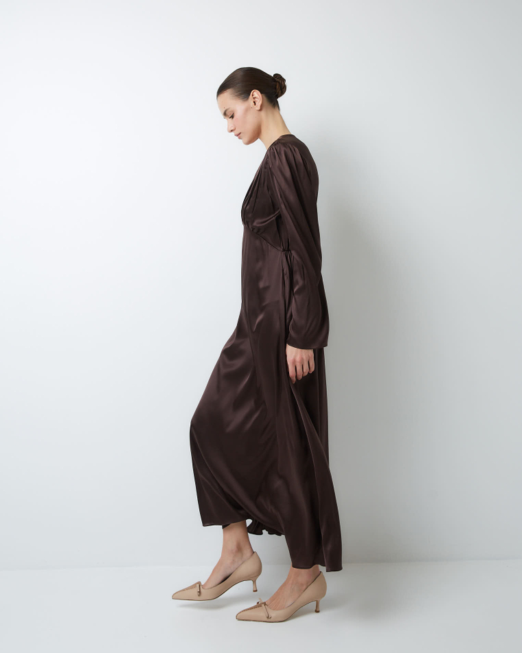 Платье из шелка Берберри шоколад