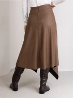 Юбка кожаная трапеция миди