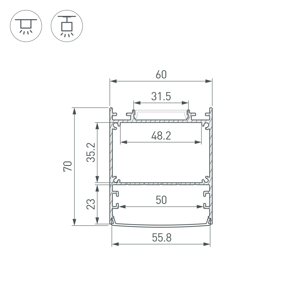 Профиль LINE-6070-3000 ANOD (Arlight, Алюминий) 047502