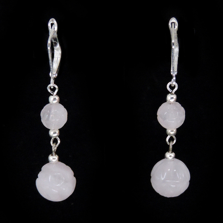 Серьги "Розочка" розовый кварц