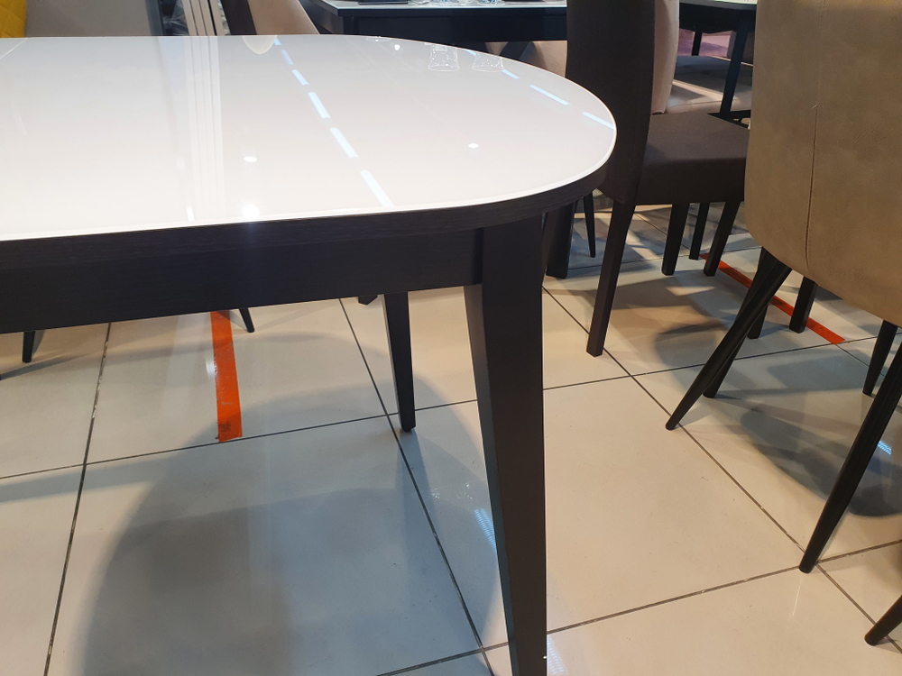 Стол обеденный, кухонный раздвижной KENNER 1300 М венге/стекло белое глянец